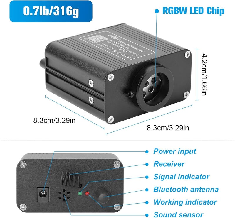 CHINLY Twinkle 550pcs 9.8ft 0.03in Fiber Optic Lights Star Headliner Kit, Music Mode Bluetooth APP Control Remote, RGBW Star Roof Lights for Home Theater/Pool Ceiling - Image 2